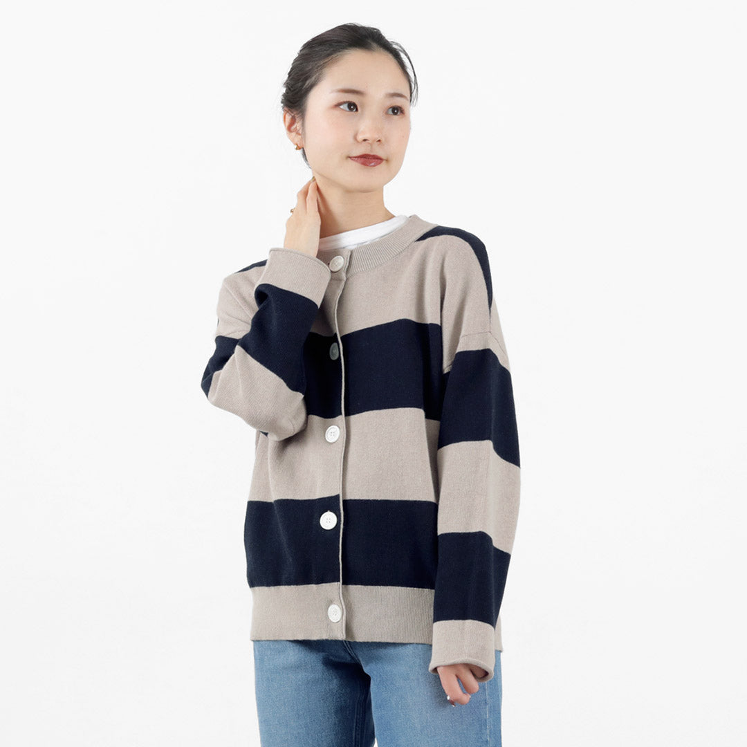 【50%OFF】MAO MADE(マオメイド) ビッグボーダー ダブルフェイス カーディガン