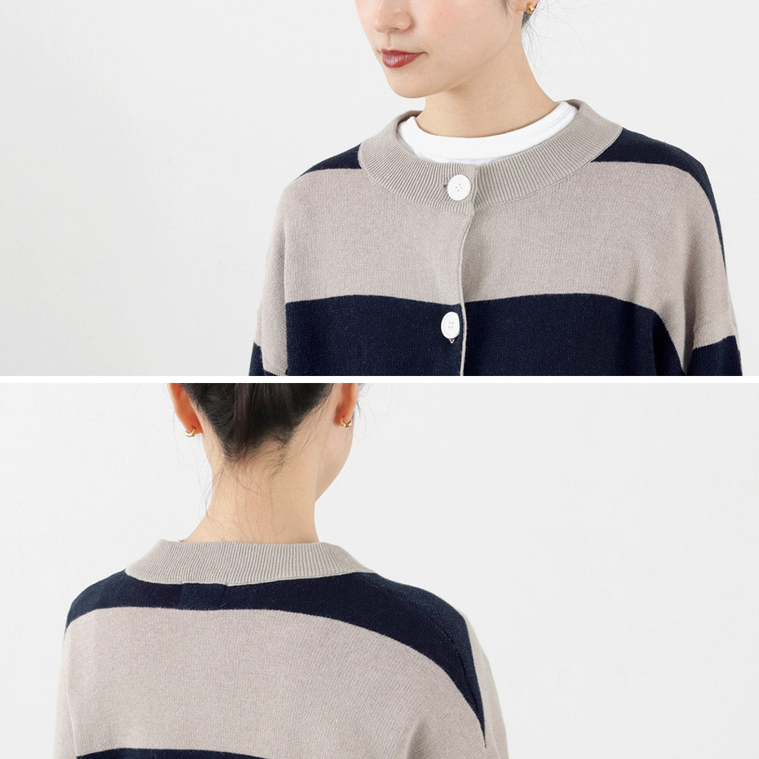 【50%OFF】MAO MADE(マオメイド) ビッグボーダー ダブルフェイス カーディガン