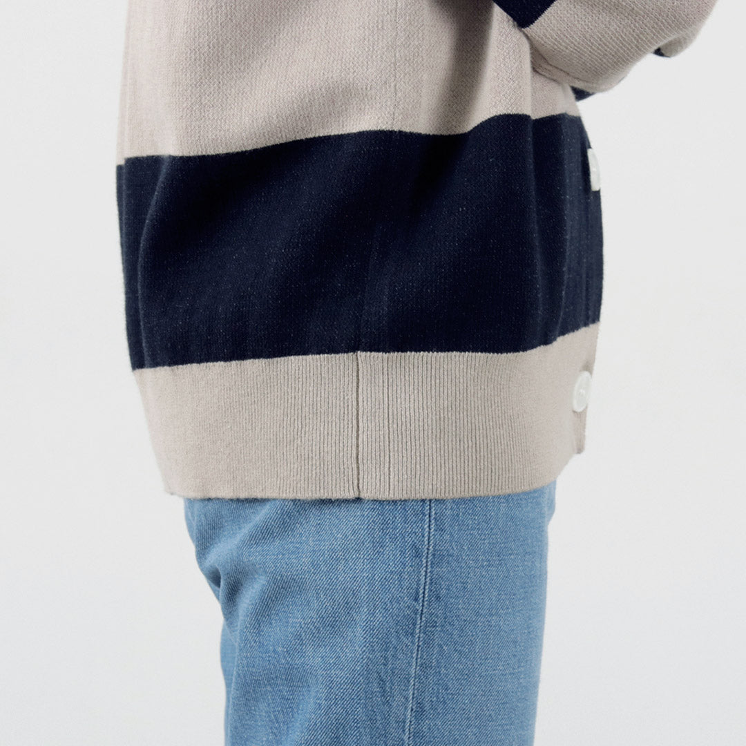 【50%OFF】MAO MADE(マオメイド) ビッグボーダー ダブルフェイス カーディガン
