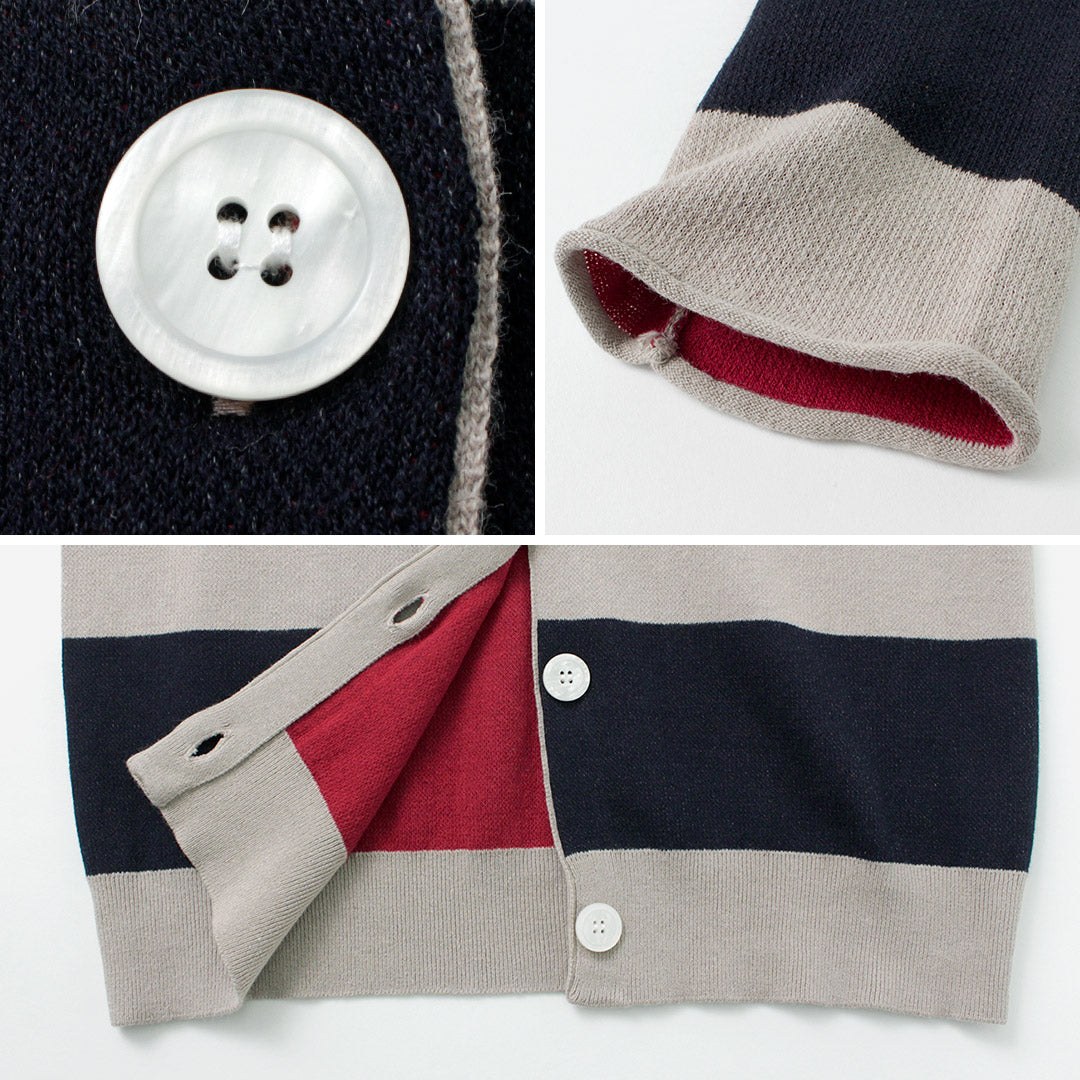 【50%OFF】MAO MADE(マオメイド) ビッグボーダー ダブルフェイス カーディガン