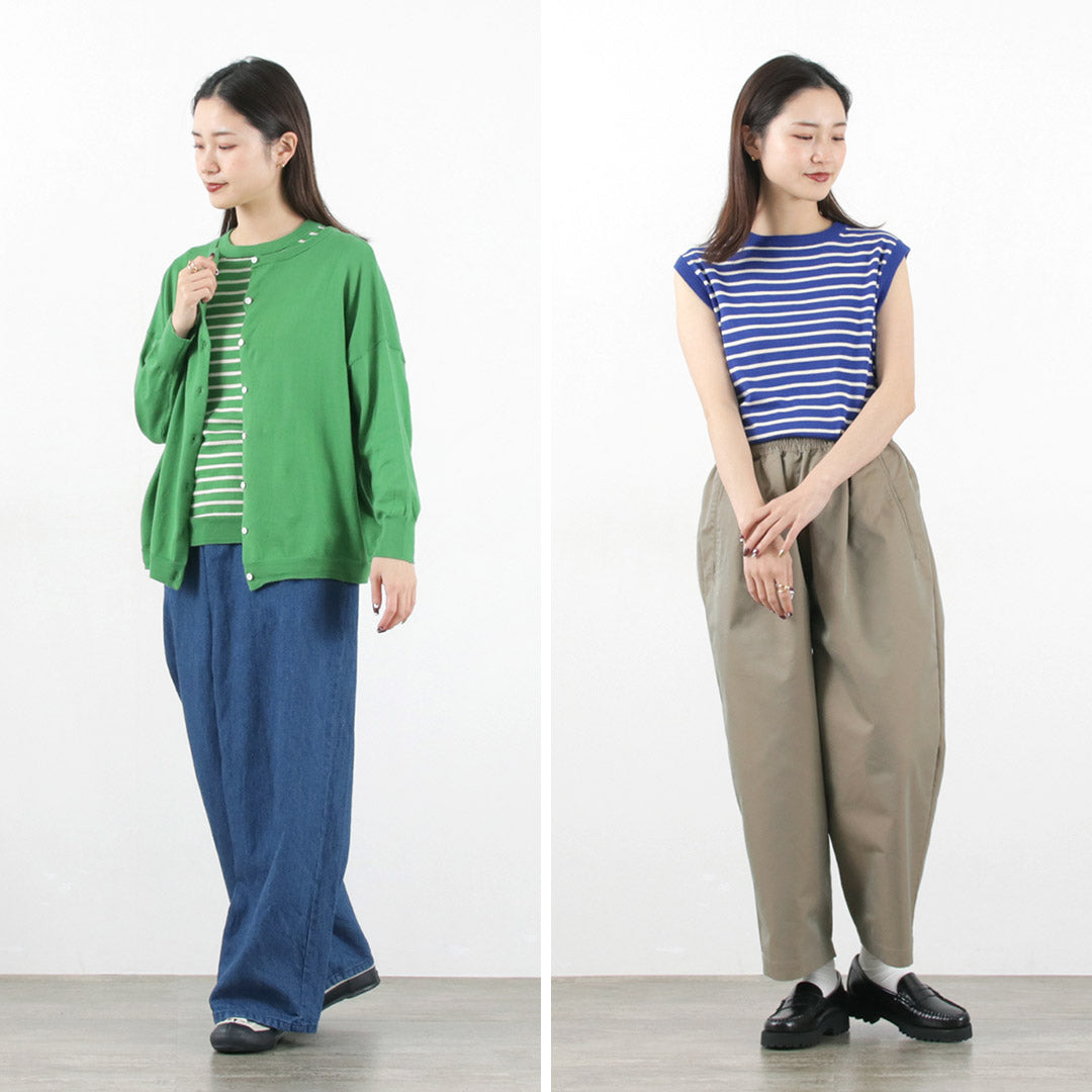 【50%OFF】MAO MADE(マオメイド) ピマ ノースリーブ ボーダープルオーバー