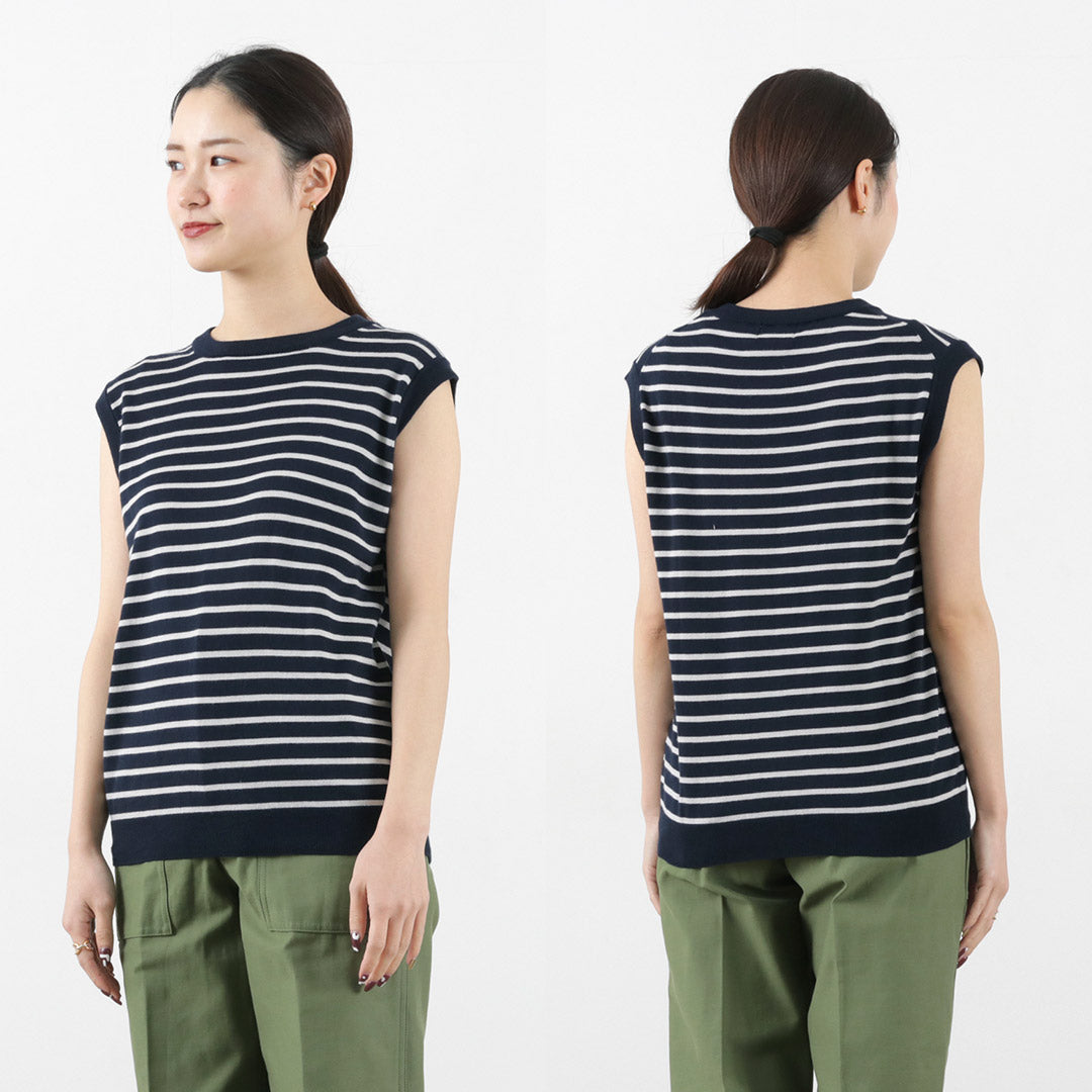 【50%OFF】MAO MADE(マオメイド) ピマ ノースリーブ ボーダープルオーバー