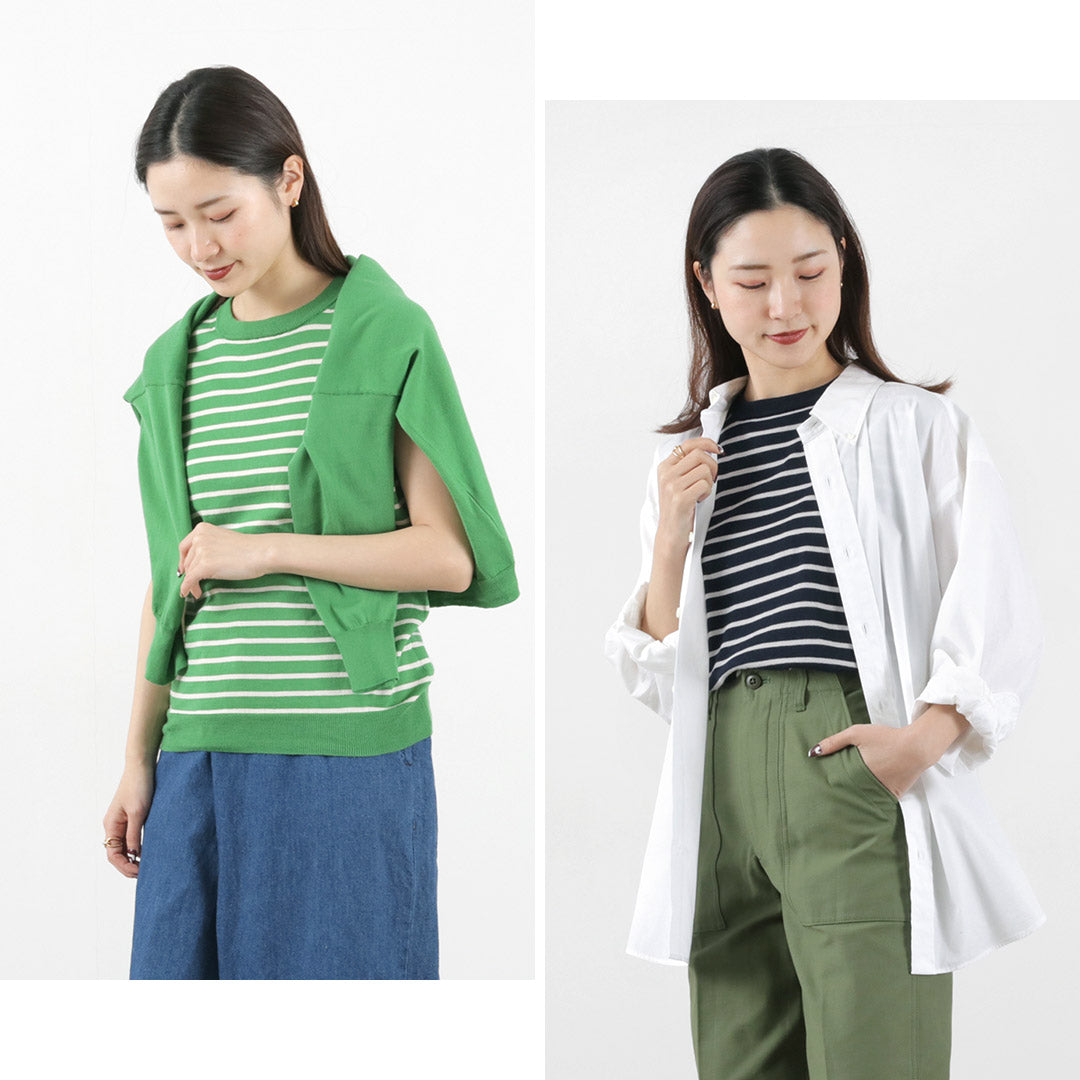 【50%OFF】MAO MADE(マオメイド) ピマ ノースリーブ ボーダープルオーバー