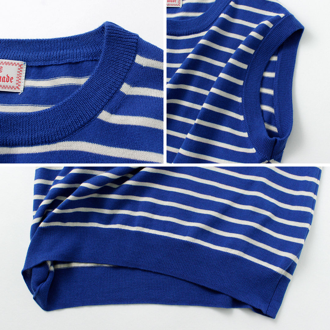 【50%OFF】MAO MADE(マオメイド) ピマ ノースリーブ ボーダープルオーバー