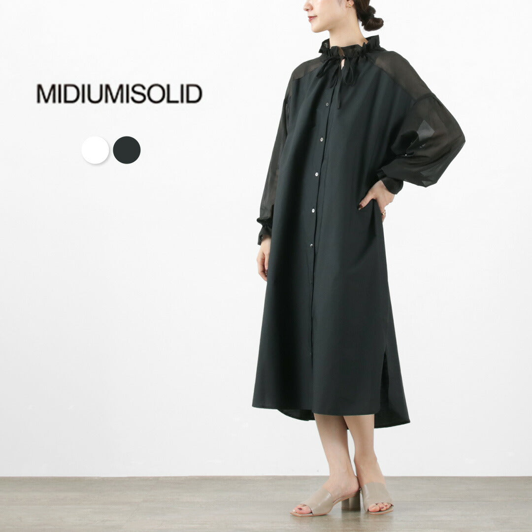 【30%OFF】MIDIUMISOLID(ミディウミソリッド) シアースイッチング シャツワンピース