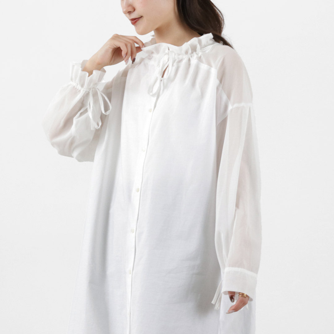 【30%OFF】MIDIUMISOLID(ミディウミソリッド) シアースイッチング シャツワンピース