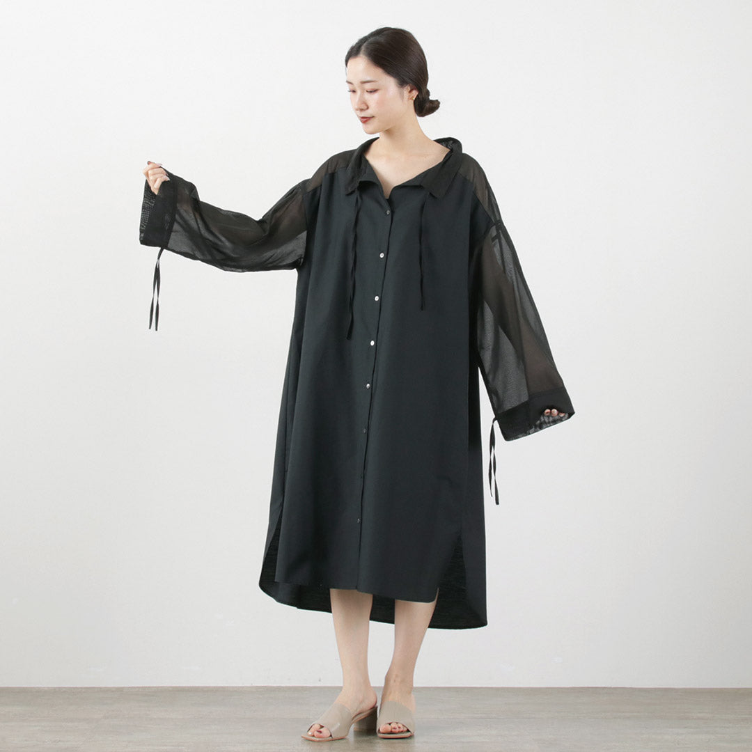 【30%OFF】MIDIUMISOLID(ミディウミソリッド) シアースイッチング シャツワンピース