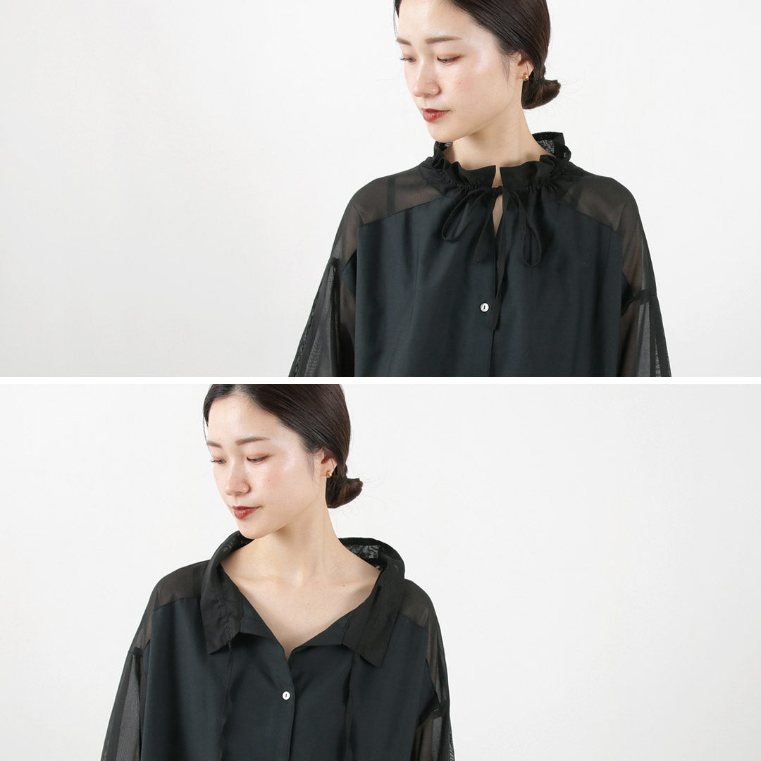 【30%OFF】MIDIUMISOLID(ミディウミソリッド) シアースイッチング シャツワンピース