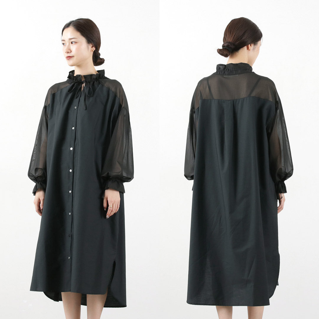 【30%OFF】MIDIUMISOLID(ミディウミソリッド) シアースイッチング シャツワンピース