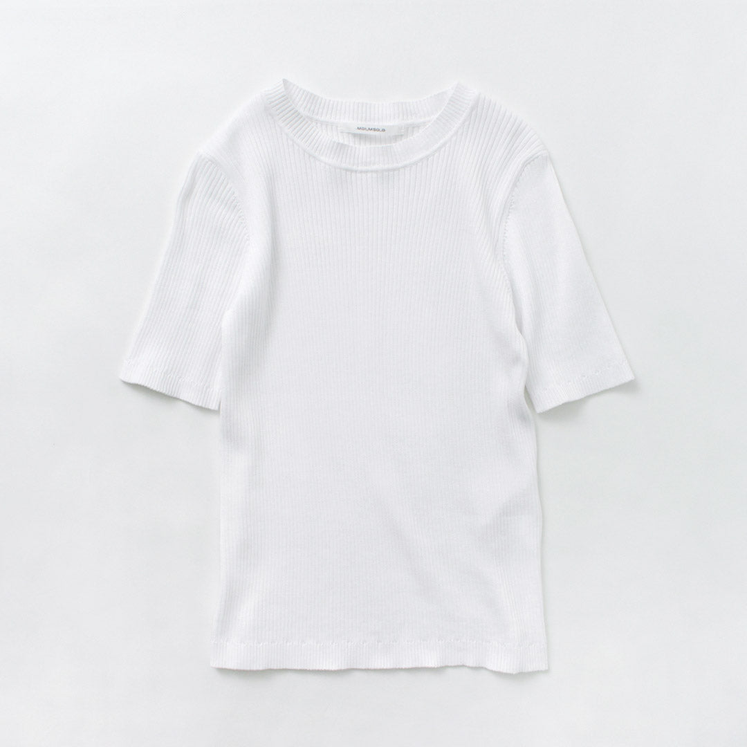 【30%OFF】MIDIUMISOLID(ミディウミソリッド) ハーフスリーブ リブトップス
