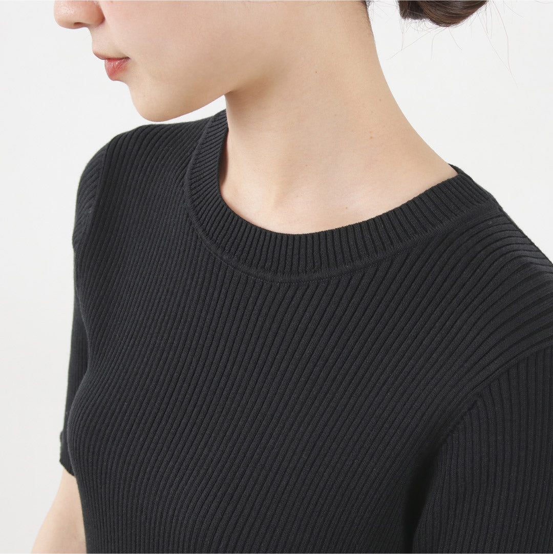 【30%OFF】MIDIUMISOLID(ミディウミソリッド) ハーフスリーブ リブトップス