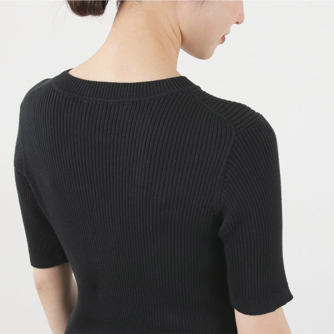 【30%OFF】MIDIUMISOLID(ミディウミソリッド) ハーフスリーブ リブトップス