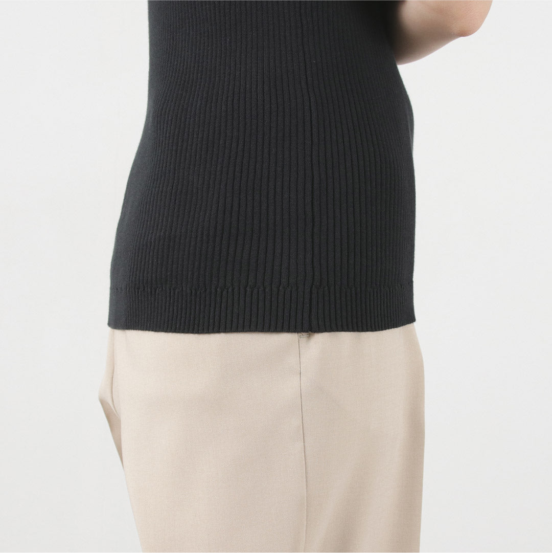【30%OFF】MIDIUMISOLID(ミディウミソリッド) ハーフスリーブ リブトップス