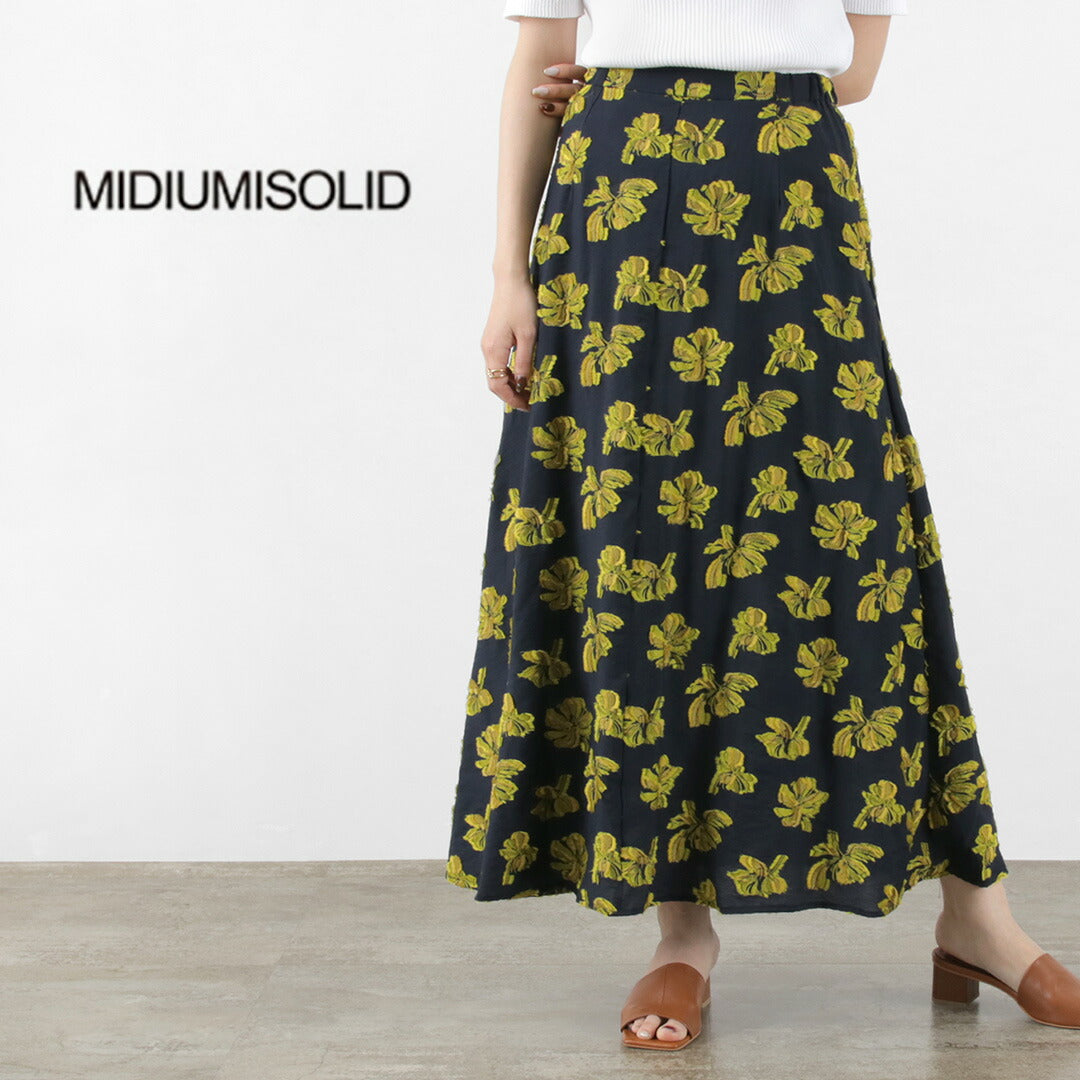 【50%OFF】MIDIUMISOLID(ミディウミソリッド) フラワー ジャガード スカート