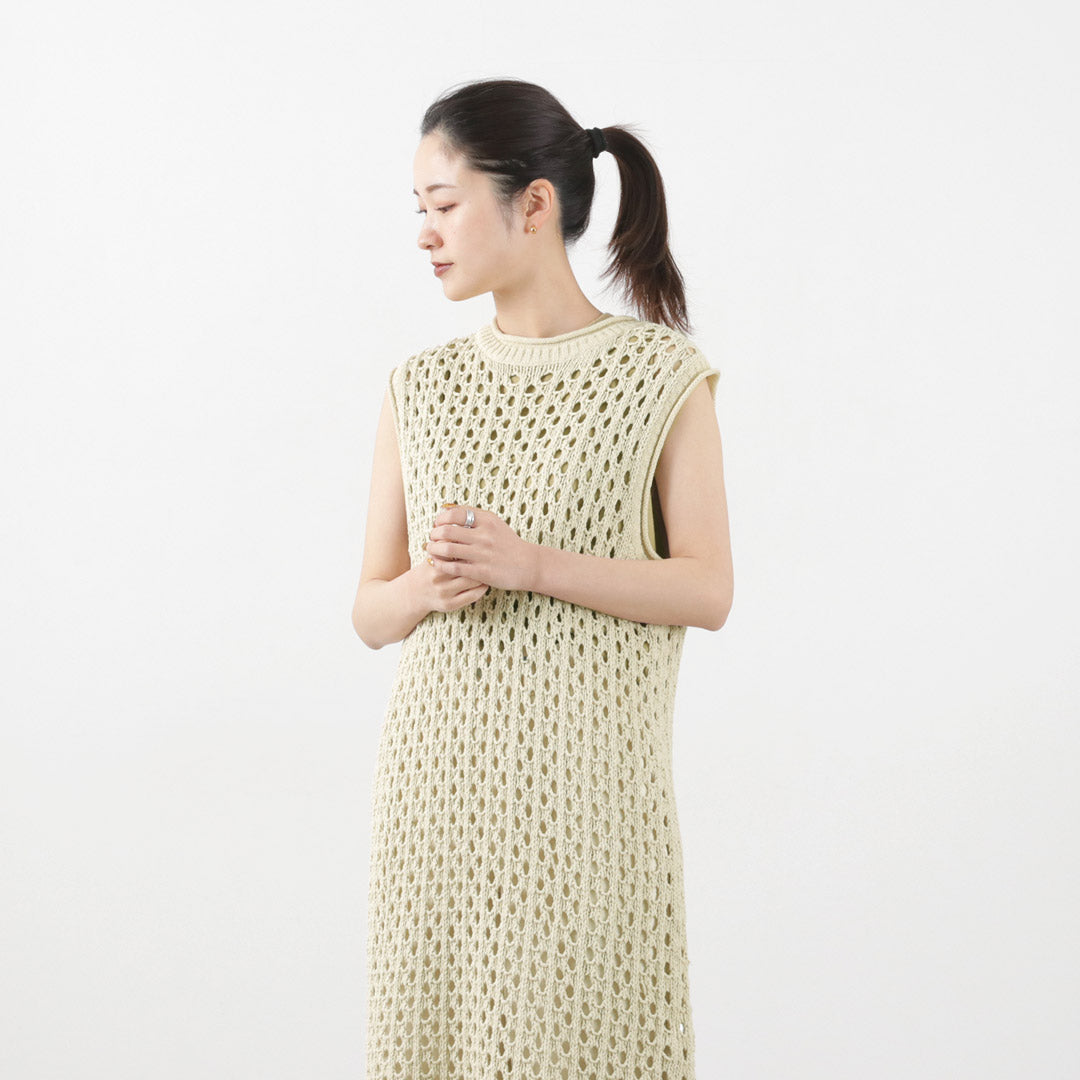【30%OFF】MIDIUMISOLID(ミディウミソリッド) メッシュ ノースリーブワンピース