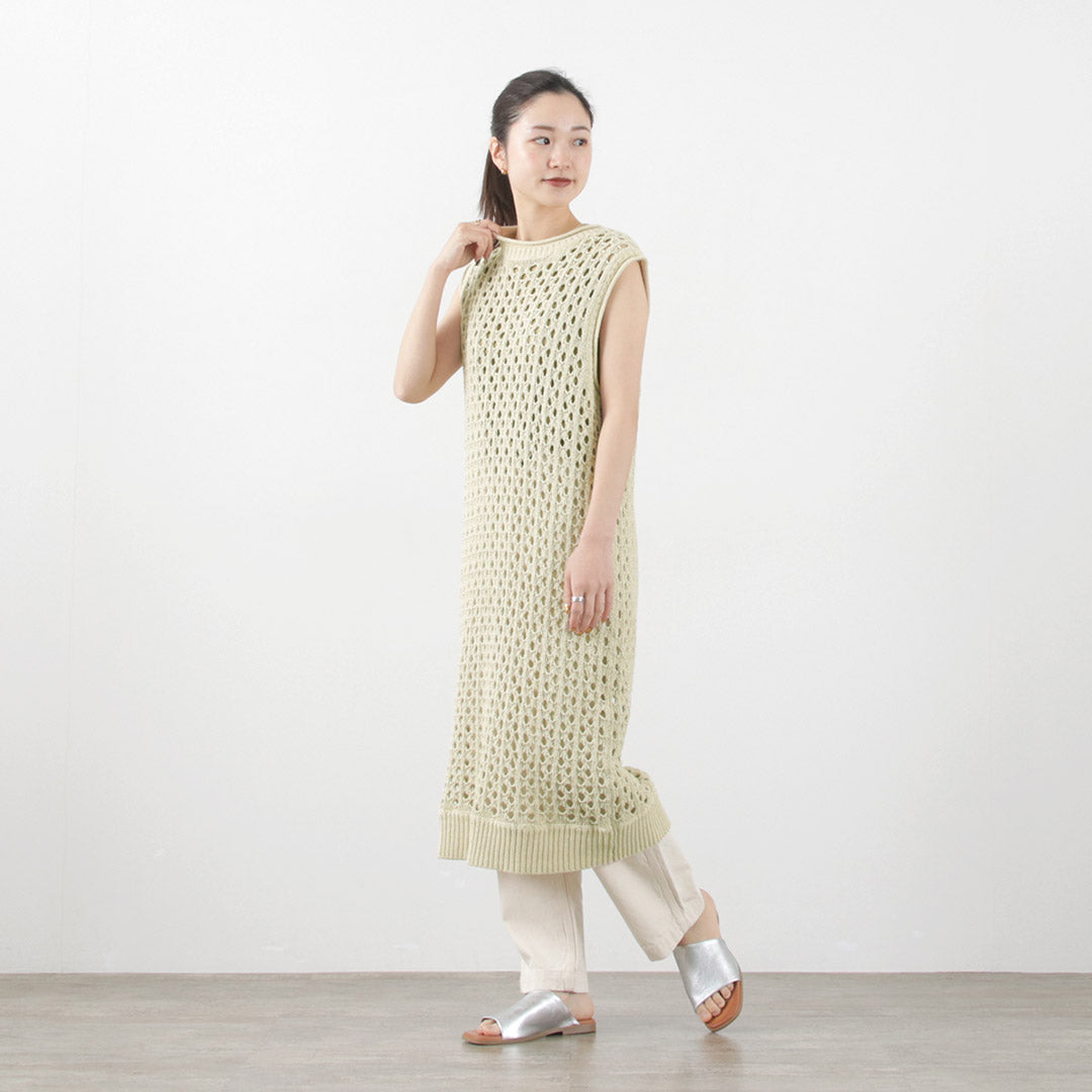 【30%OFF】MIDIUMISOLID(ミディウミソリッド) メッシュ ノースリーブワンピース