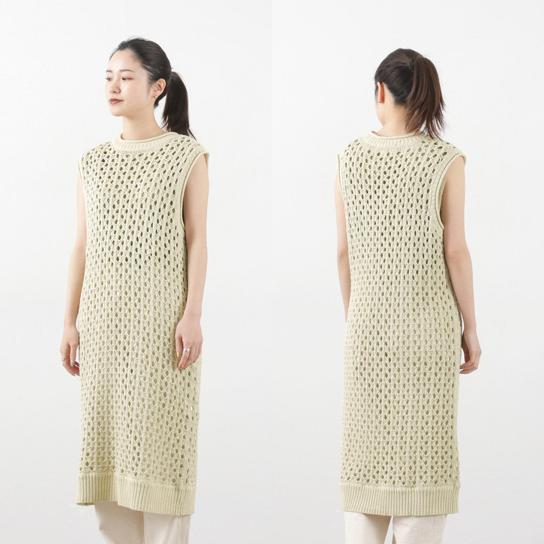 【30%OFF】MIDIUMISOLID(ミディウミソリッド) メッシュ ノースリーブワンピース