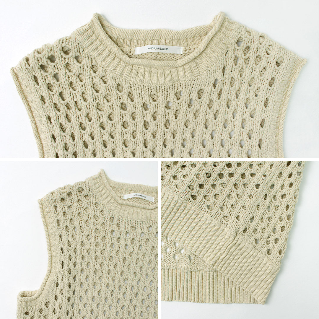 【30%OFF】MIDIUMISOLID(ミディウミソリッド) メッシュ ノースリーブワンピース