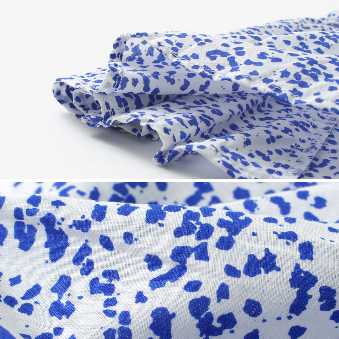 mizuiro ind(ミズイロインド) プリント フレア ショートシャツ