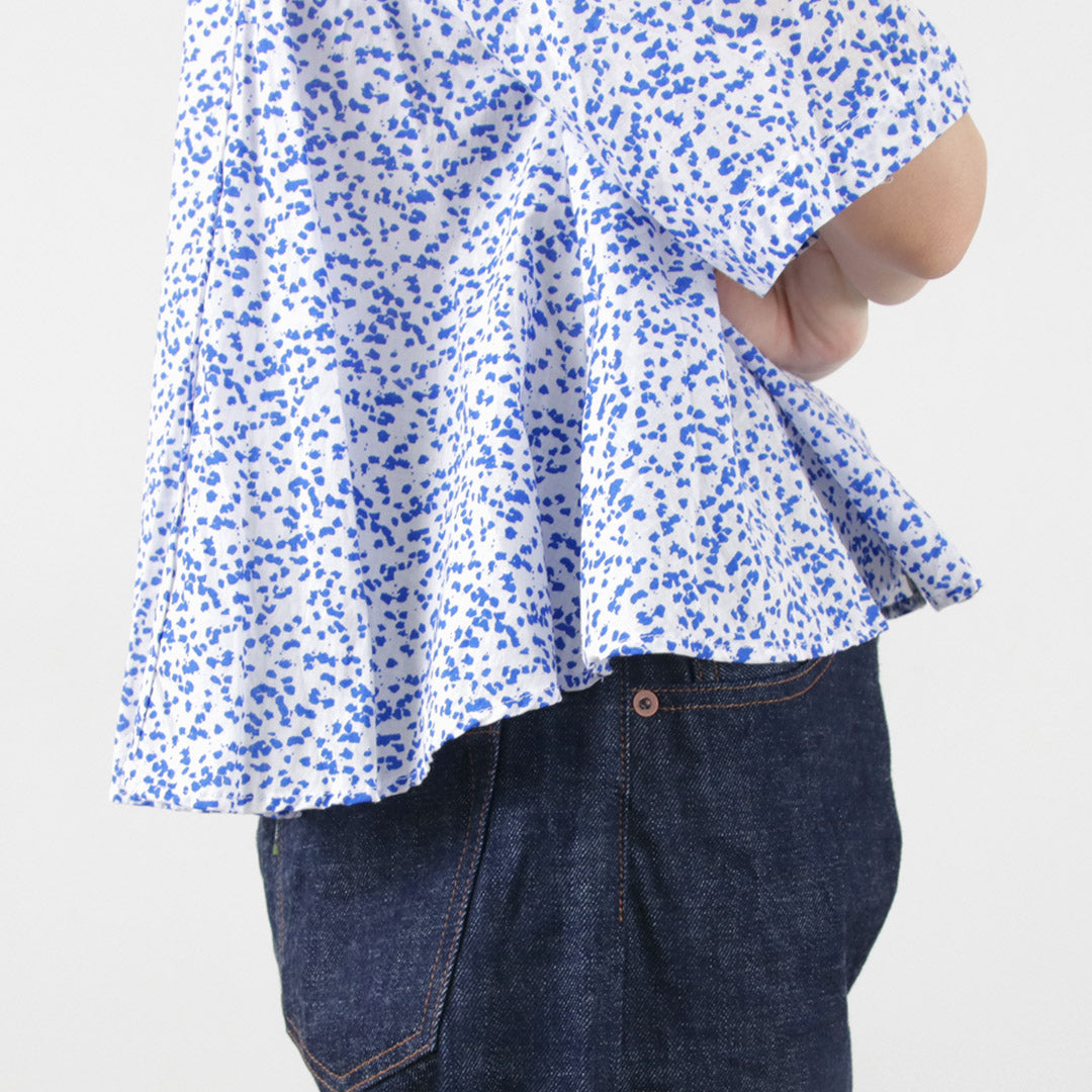 mizuiro ind(ミズイロインド) プリント フレア ショートシャツ