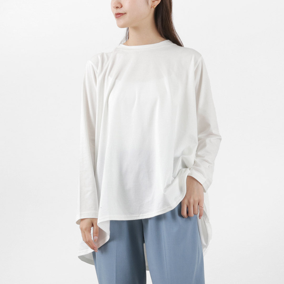 【30%OFF】mizuiro ind(ミズイロインド) クルーネック Aライン チュニックT