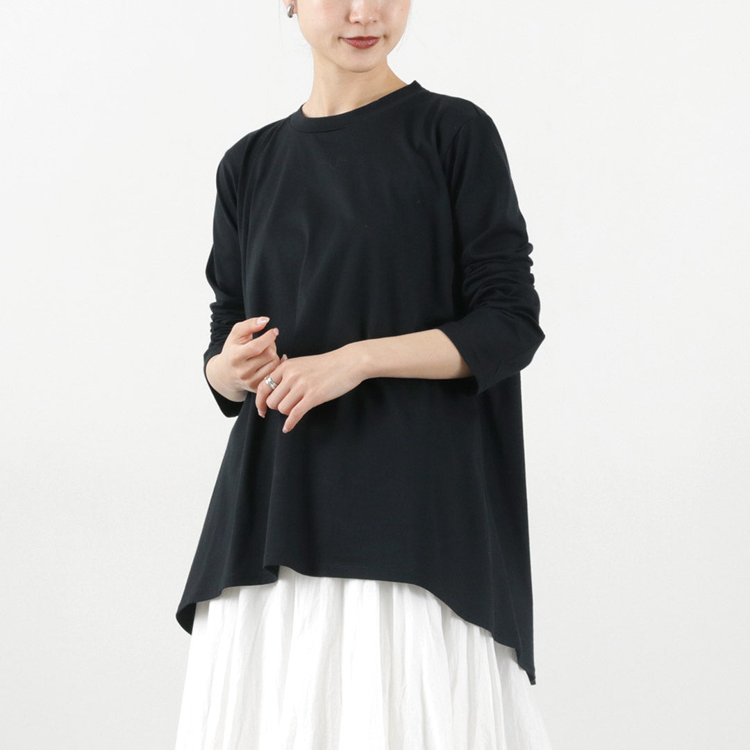 【30%OFF】mizuiro ind(ミズイロインド) クルーネック Aライン チュニックT