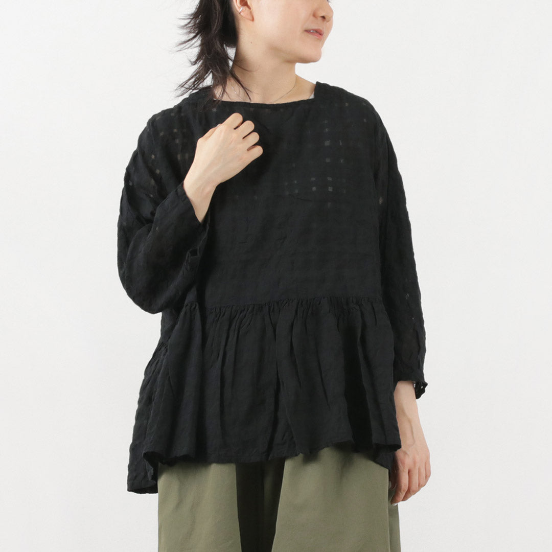 【50%OFF】TUMUGU(ツムグ) コットンシルク キュプラチェック プルオーバー