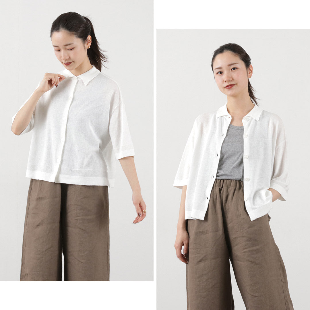 【50%OFF】MAO MADE(マオメイド) カラー別注 ポロ衿 ショート丈 カーディガン