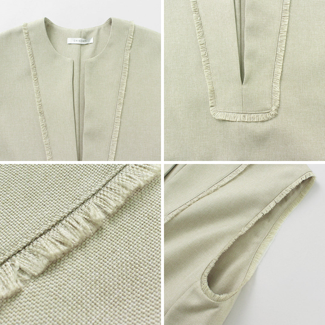 【50%OFF】CHIGNON(シニヨン) リネンライク フリンジ ベスト