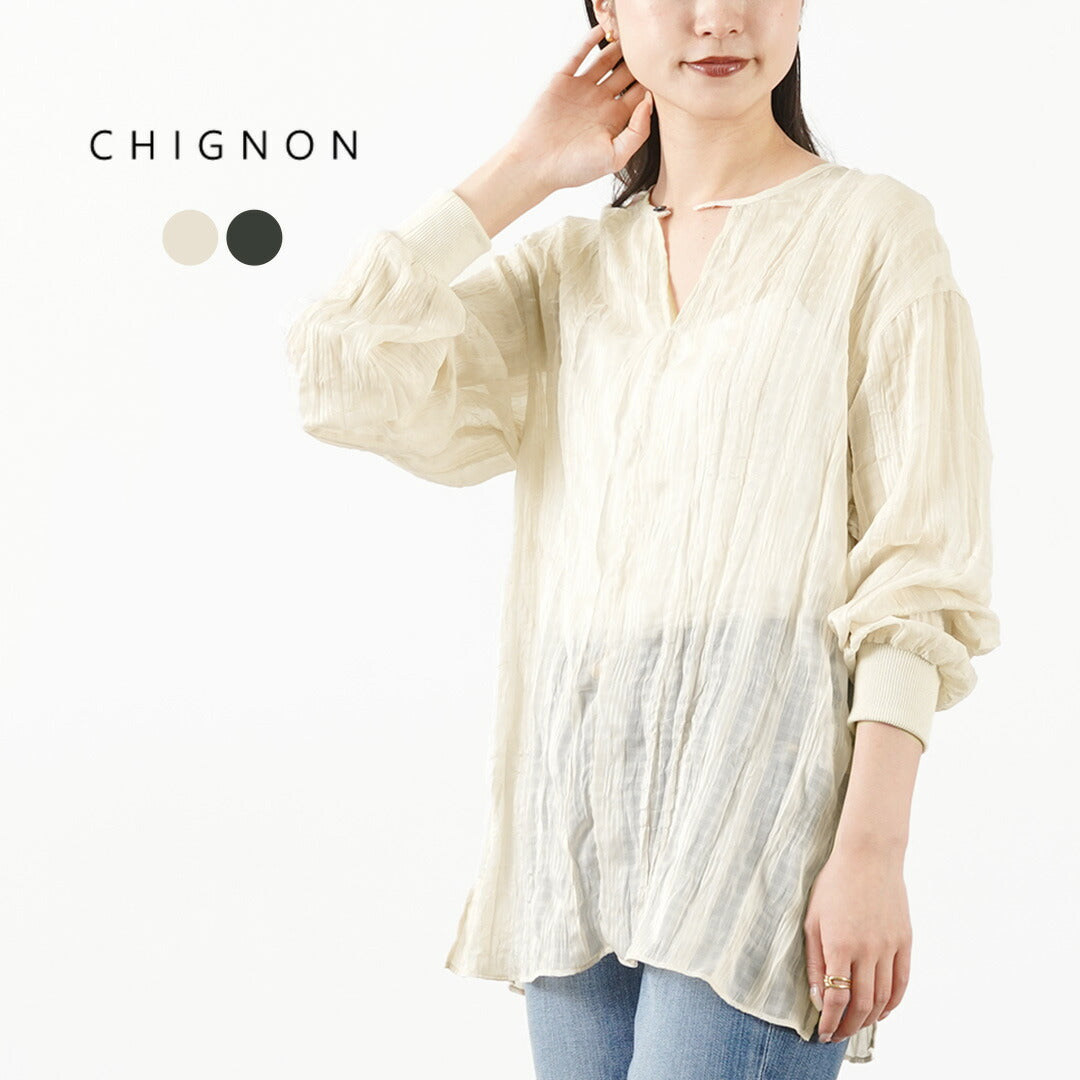 【50%OFF】CHIGNON(シニヨン) シアーチェック ワッシャーブラウス