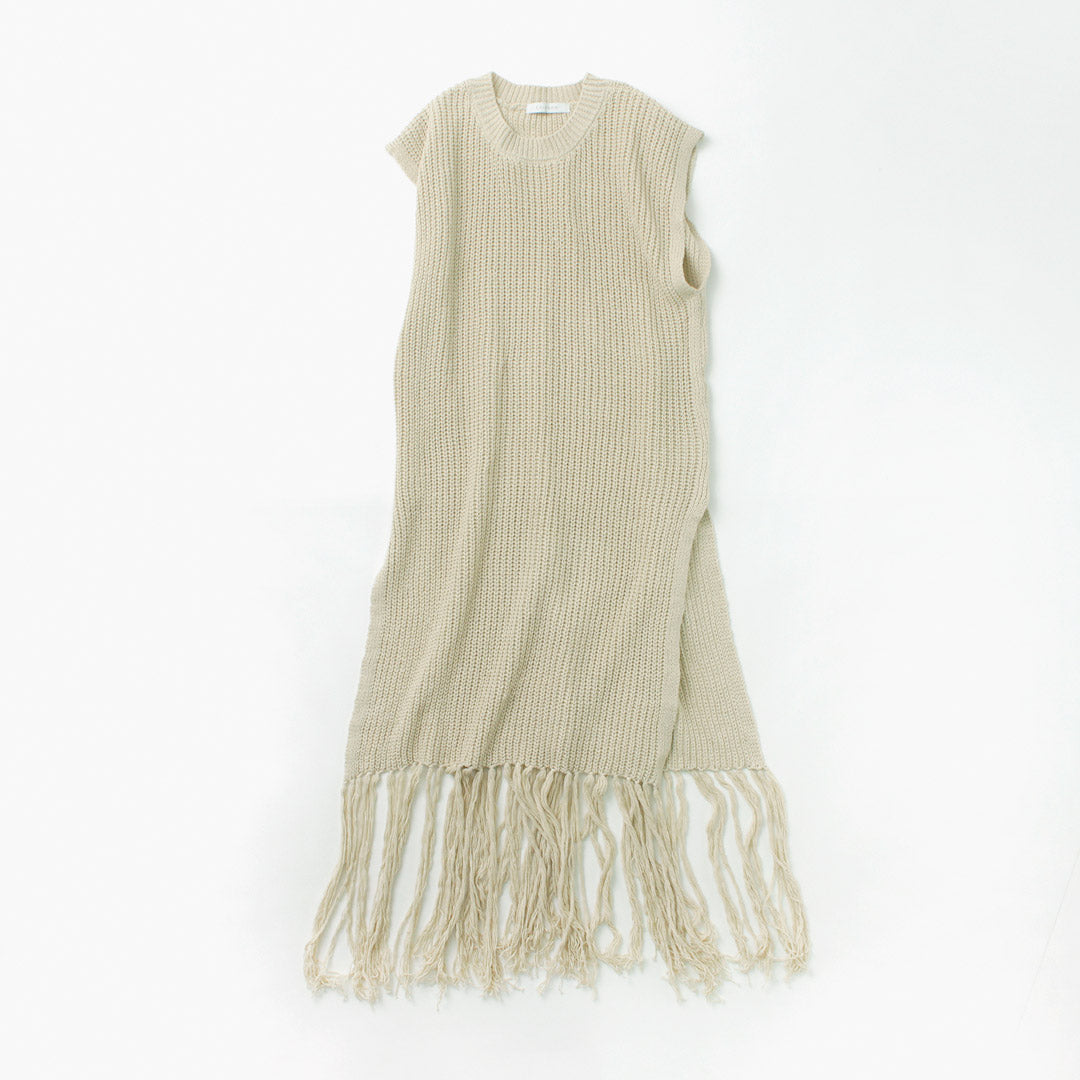 【50%OFF】CHIGNON(シニヨン) 畦編み フリンジ ロング ベスト