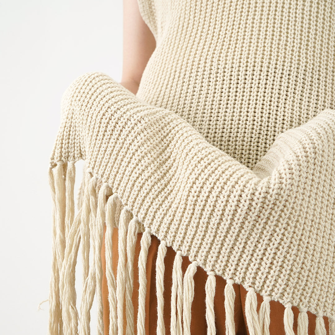 【50%OFF】CHIGNON(シニヨン) 畦編み フリンジ ロング ベスト