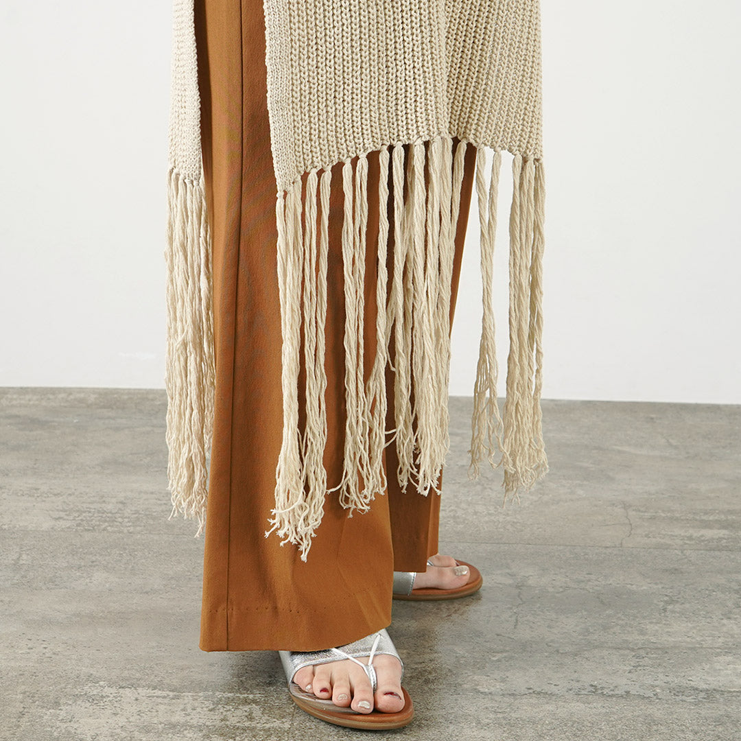 【50%OFF】CHIGNON(シニヨン) 畦編み フリンジ ロング ベスト