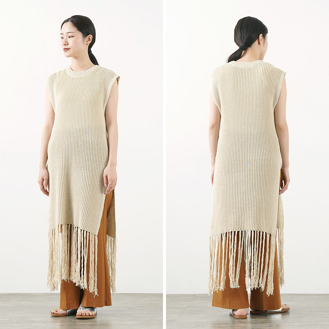 【50%OFF】CHIGNON(シニヨン) 畦編み フリンジ ロング ベスト