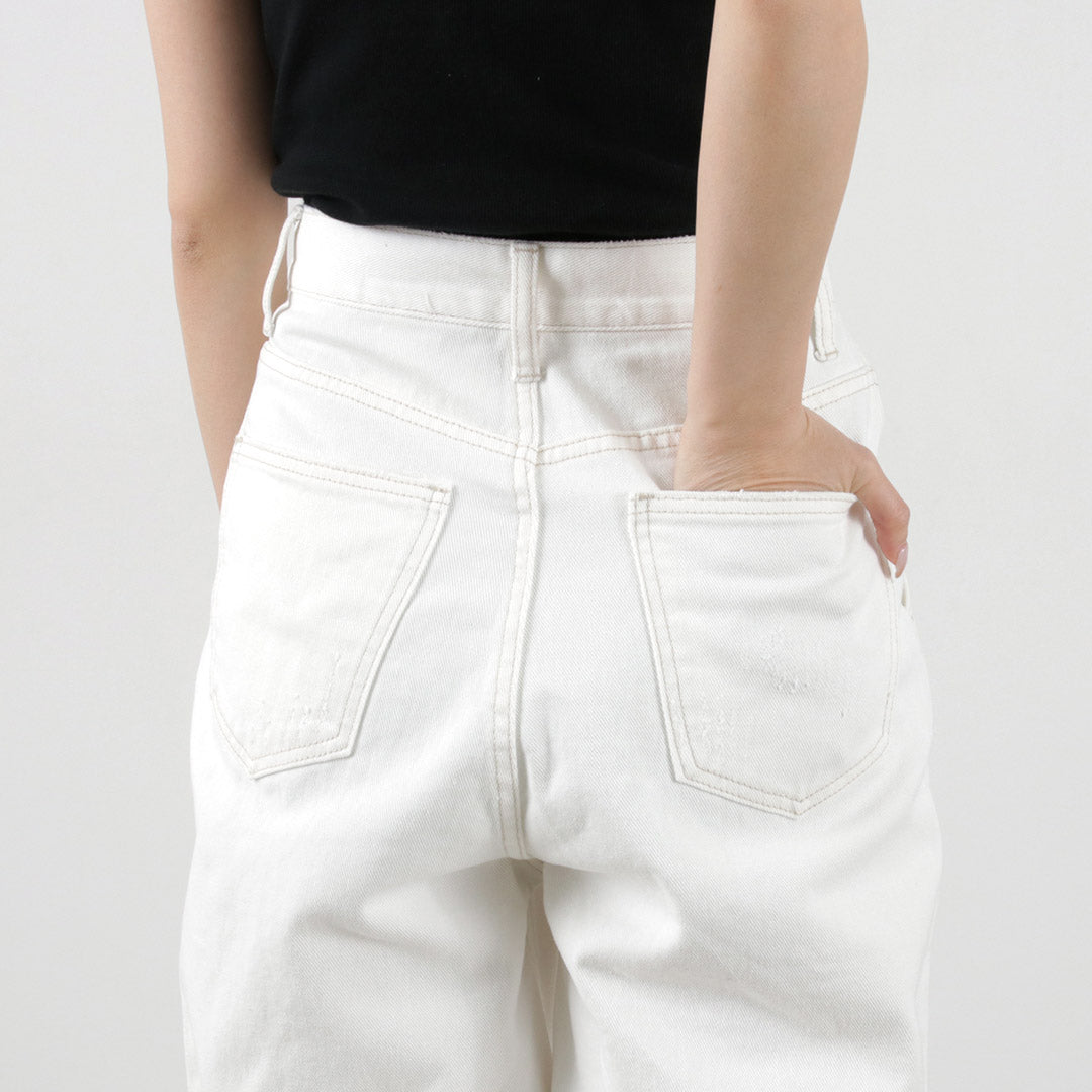 YENN(イェン) ハイライズ タック ワイド パンツ ホワイト