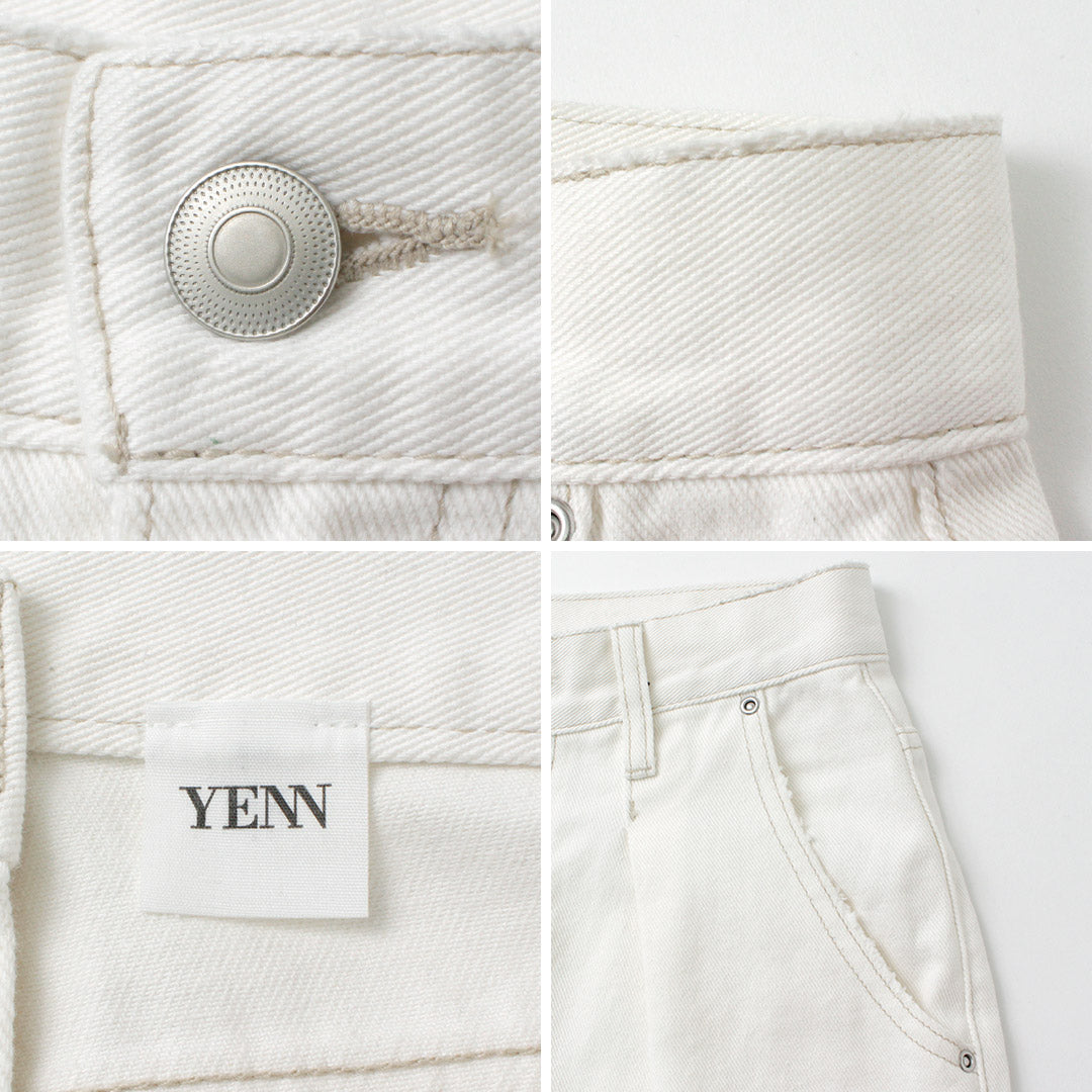 YENN(イェン) ハイライズ タック ワイド パンツ ホワイト