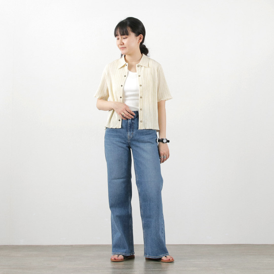 【30%OFF】JOHNBULL(ジョンブル) ニットクレープショートシャツ
