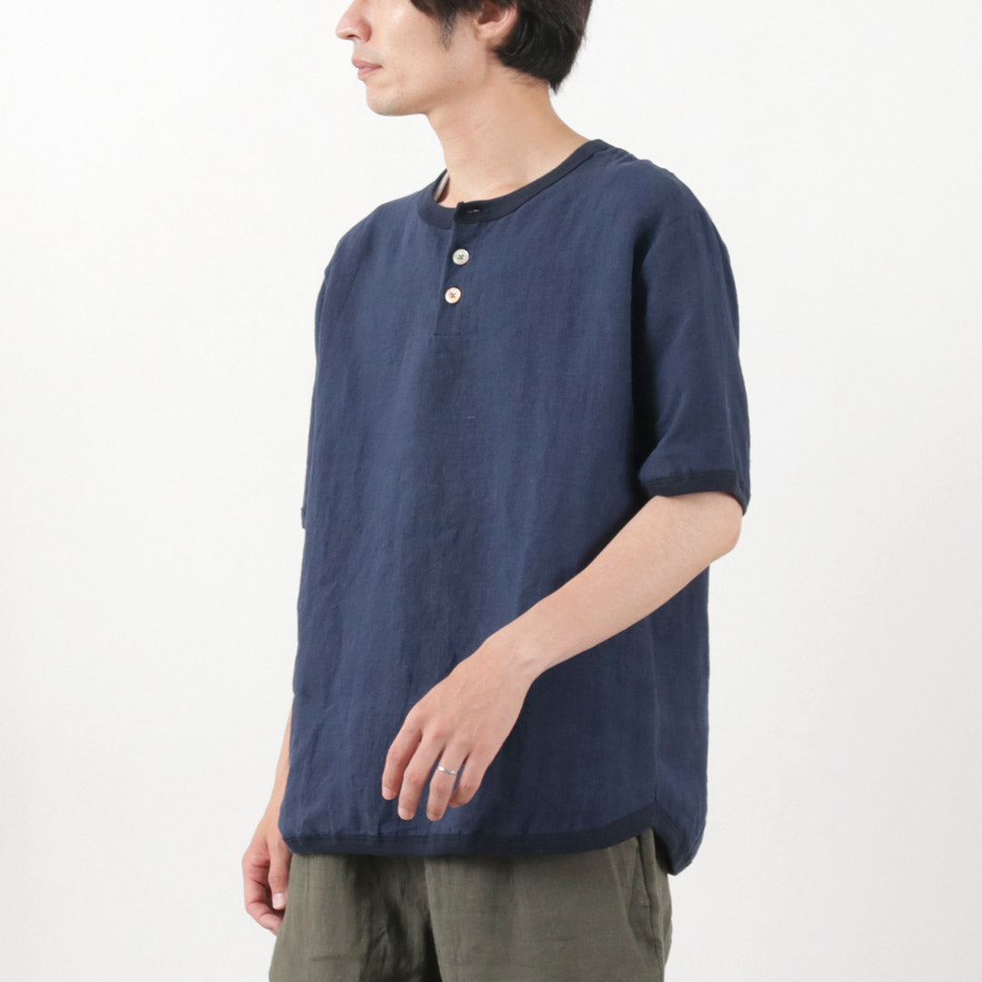 RE MADE IN TOKYO JAPAN(アールイー) フレンチリネン ヘンリーネック Tシャツ
