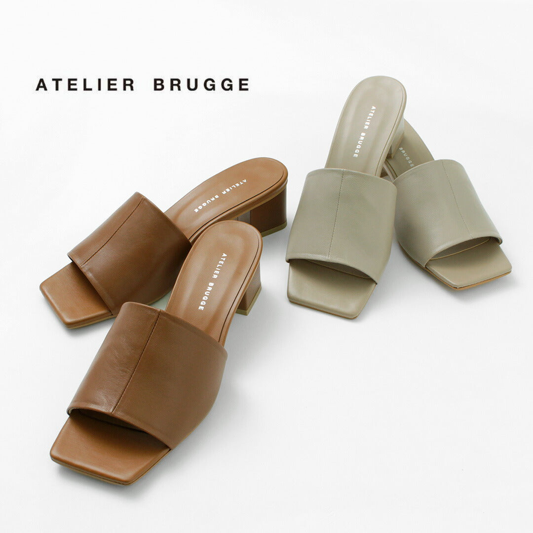 【50%OFF】ATELIER BRUGGE(アトリエブルージュ) センターシーム スクエアトゥ ミュール