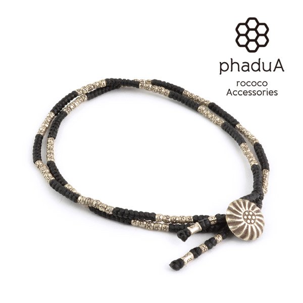 【30%OFF】phaduA (パドゥア) アンクレット 2連 シルバー ワックスコード コンチョ ミサンガ
