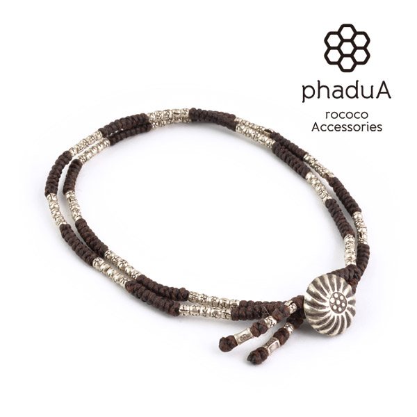 【30%OFF】phaduA (パドゥア) アンクレット 2連 シルバー ワックスコード コンチョ ミサンガ