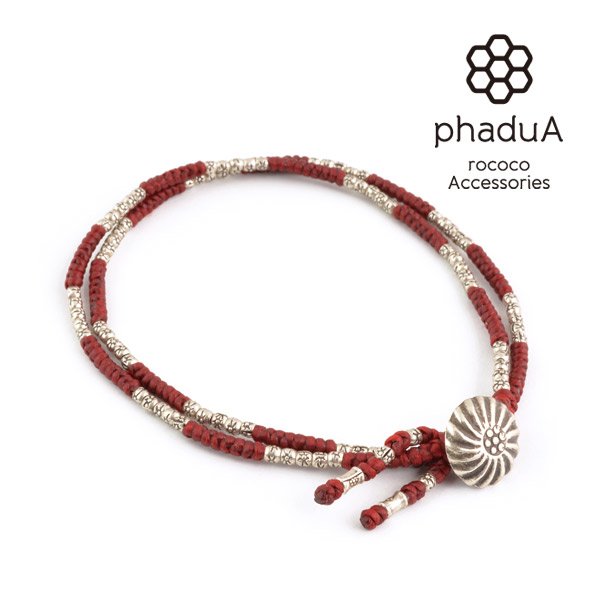 【30%OFF】phaduA (パドゥア) アンクレット 2連 シルバー ワックスコード コンチョ ミサンガ