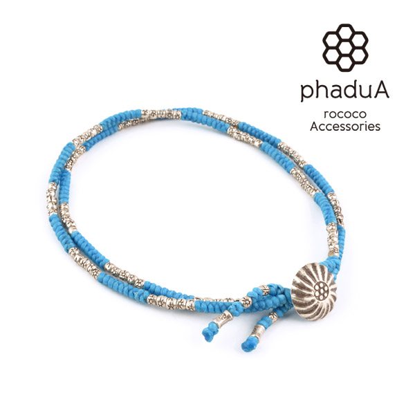 【30%OFF】phaduA (パドゥア) アンクレット 2連 シルバー ワックスコード コンチョ ミサンガ