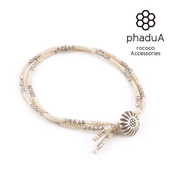【30%OFF】phaduA (パドゥア) アンクレット 2連 シルバー ワックスコード コンチョ ミサンガ
