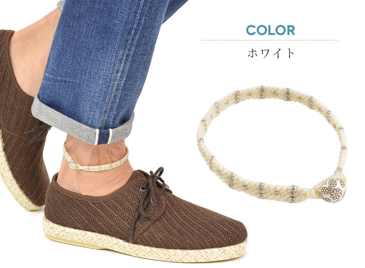 【30%OFF】phaduA (パ・ドゥア) ワックスコードシルバー三連 アンクレット ミサンガ