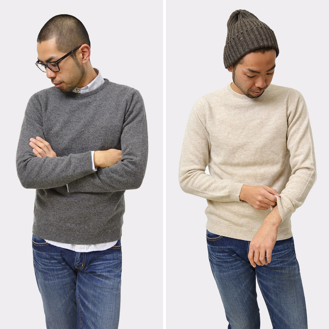【20%OFF】WILLIAM LOCKIE(ウイリアムロッキー) ラムズウール クルーネック ニット