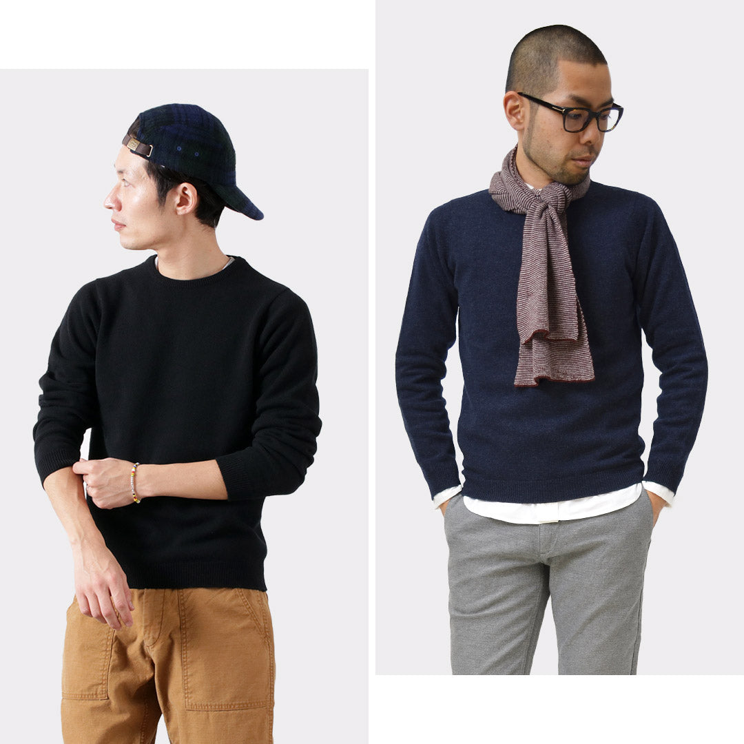【20%OFF】WILLIAM LOCKIE(ウイリアムロッキー) ラムズウール クルーネック ニット