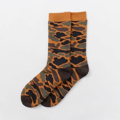 ROTOTO（ロトト） R1339 パイル カモ クルーソックス / 靴下 メンズ レディース 冬 厚手 柄 カモフラ 日本製 PILE CAMO CREW SOCKS クリスマス プレゼント ギフト