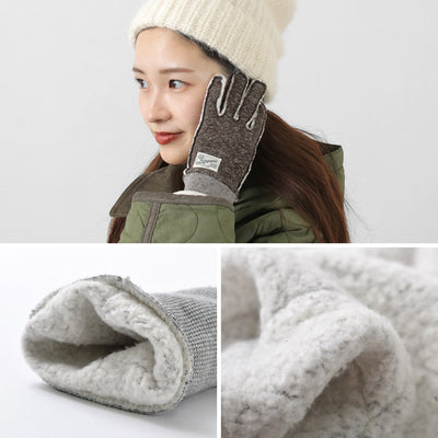 KEPANI（ケパニ） ラフィー裏起毛 スウェット グローブ / 手袋 スマホ対応刺繍 サワロ-2 メンズ レディース 日本製