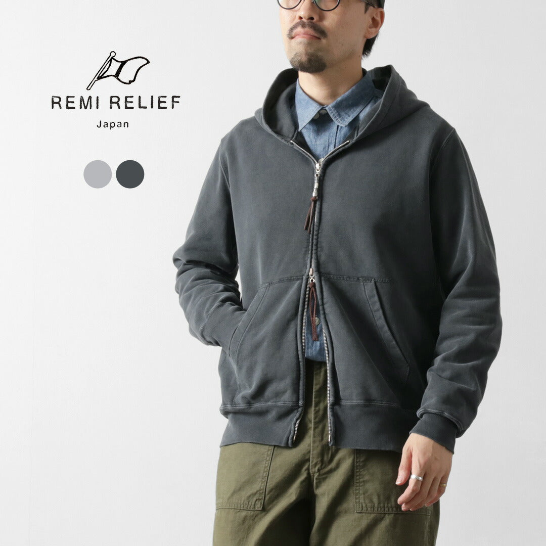 remi relief コレクション レミレリーフ sp加工裏毛zipパーカー